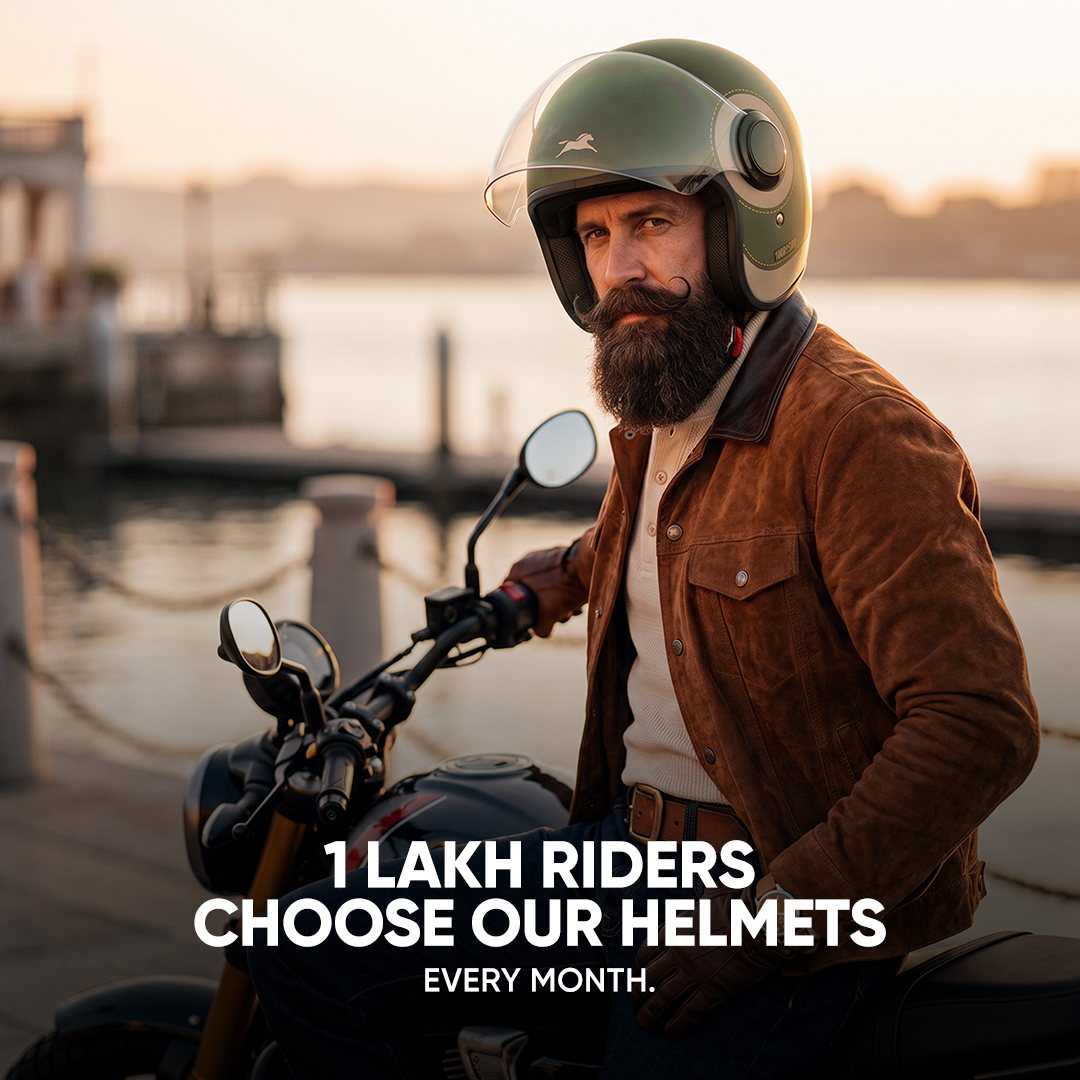 TVS Silk Route Helmet for Men & Women | Vintage Open Face Helmet with Clear Visor | ISI & DOT Certified | ABS Shell | EPS Liner | Retro Stylish Helmet for City & Highway Riding